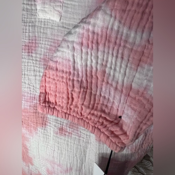 NWT Bobi Pink Boho Tie Dye Gauze 3/4 Sleeve 100% Cotton Tunic Top Sz S - Picture 2 of 6